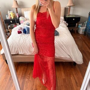 Elegant Red Sequin Dress